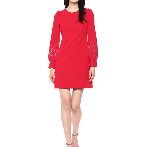 Calvin Klein Dresses & Skirts - Calvin Klein Embellished Puff-Sleeve Dress Red